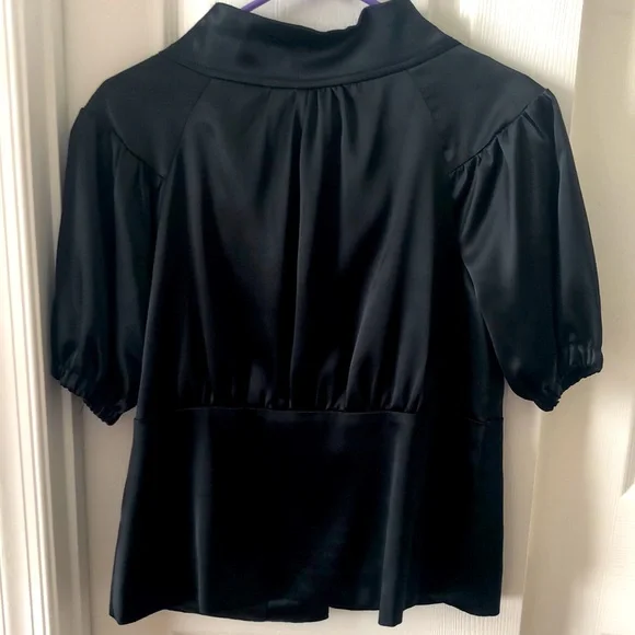 Short sleeve Black Silk Blazer Jacket - Picture 6 of 7